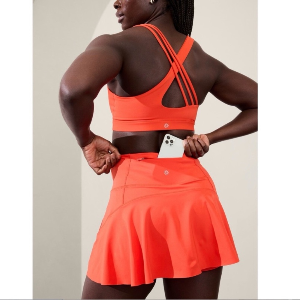 Athleta Ace High Rise 13 ½ Tennis Skirt/Skort 
size M NWOT bright Orange/Red